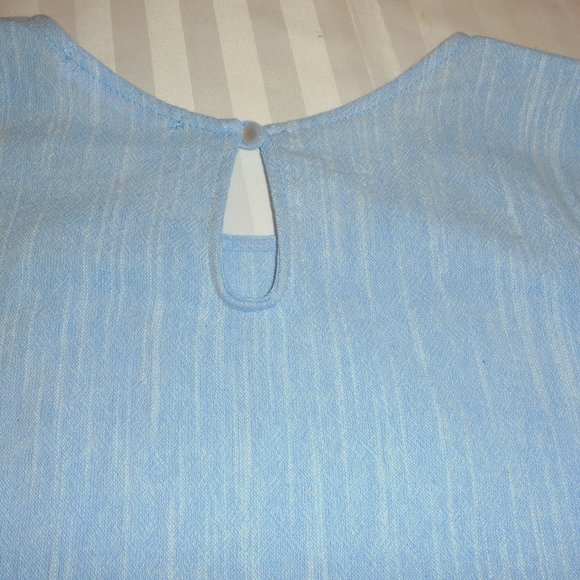 Blouse Blue Cotton bell sleeve tunic top careerwear shirt size Medium - Picture 7 of 7